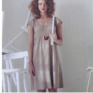 ANTHROPOLOGIE Moth Cashmere Smocked Short Sleeve Babydoll Sweater Dress XSmall